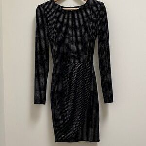 Bershka Black Sparkle Long Sleeve/Open Back Dress